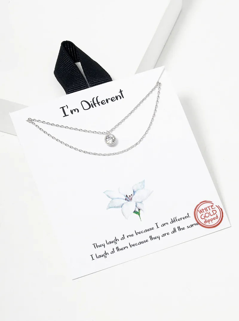 Cubic-Zirconia Stone Pendant 18K-Gold-Dipped Layered Necklace