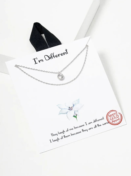 Cubic-Zirconia Stone Pendant 18K-Gold-Dipped Layered Necklace