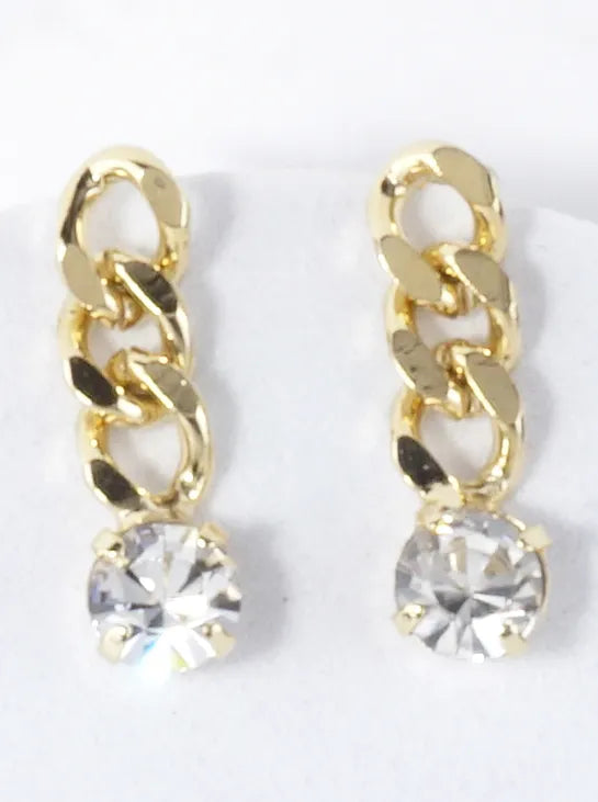 Curb Chain Cubic Zirconia Drop Dangle Earrings