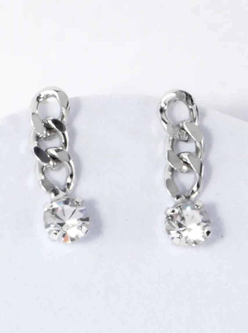 Curb Chain Cubic Zirconia Drop Dangle Earrings