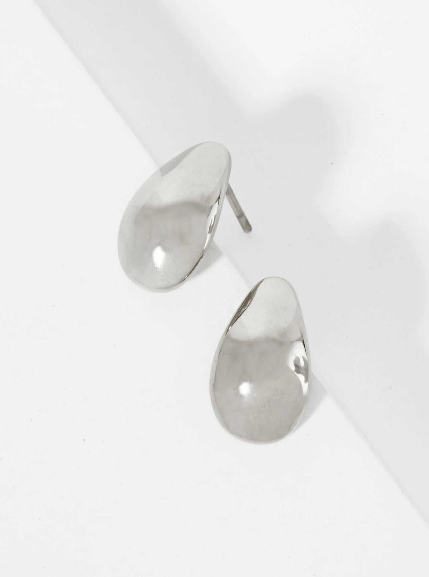 Curved Teardrop Hypoallergenic Stainless Steel Stud Earrings