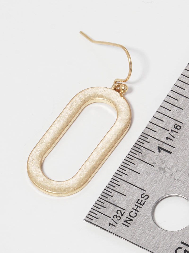 Cut Out Oval Shape Metal Dangle Drop Earrings