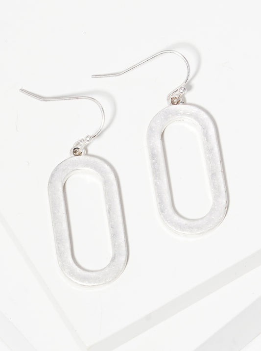 Cut Out Oval Shape Metal Dangle Drop Earrings