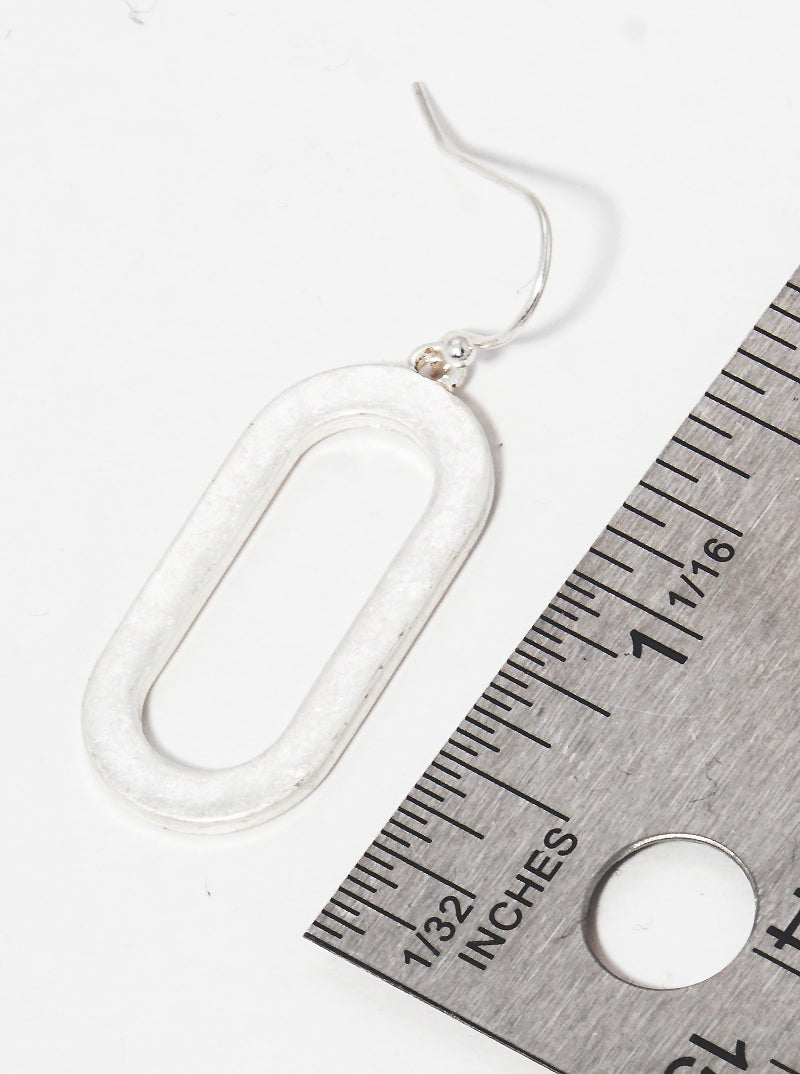 Cut Out Oval Shape Metal Dangle Drop Earrings