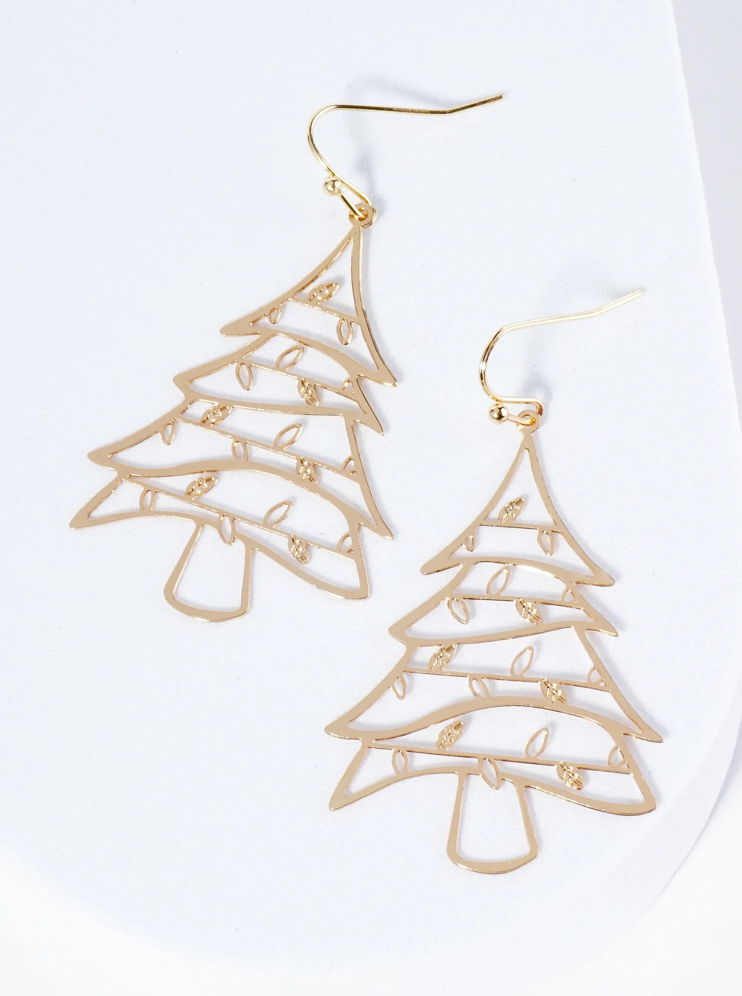 Cutout Lights Christmas Tree Lightweight Dangle Earrings