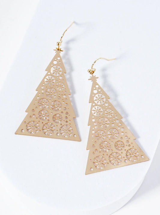 Cutout Snowflakes Christmas Tree Dangle Earrings