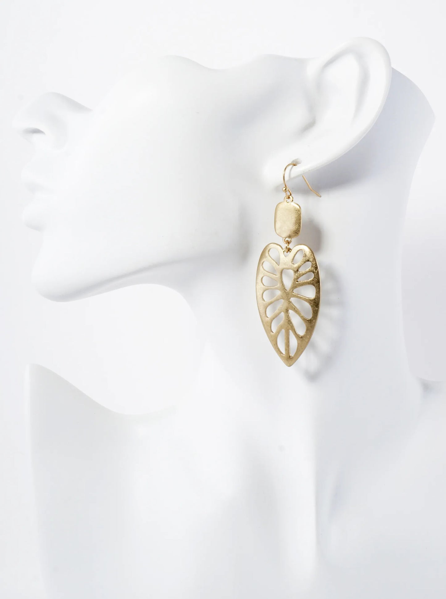 Cutout Tropical Leaf Drop Metal Earrings