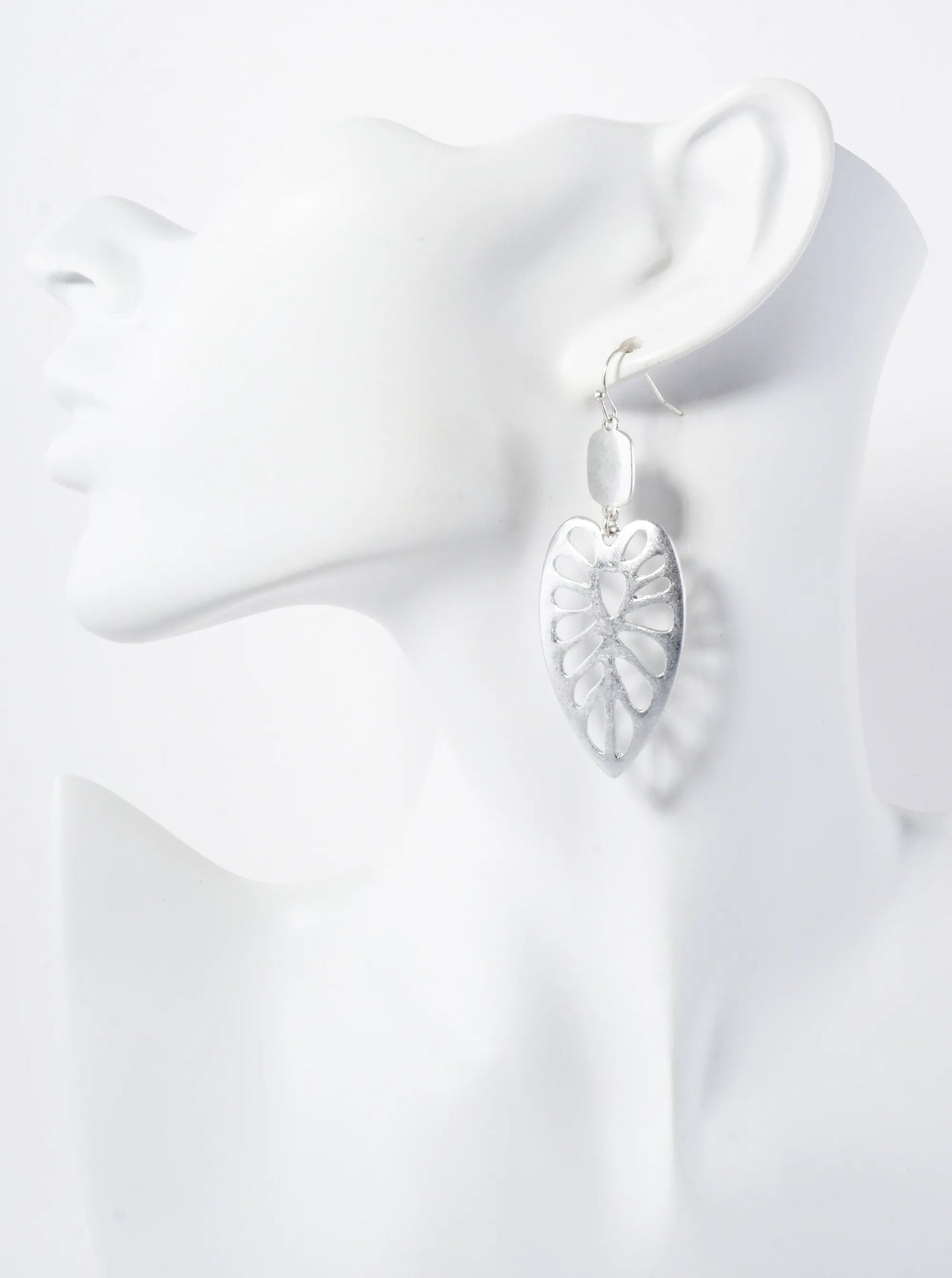 Cutout Tropical Leaf Drop Metal Earrings