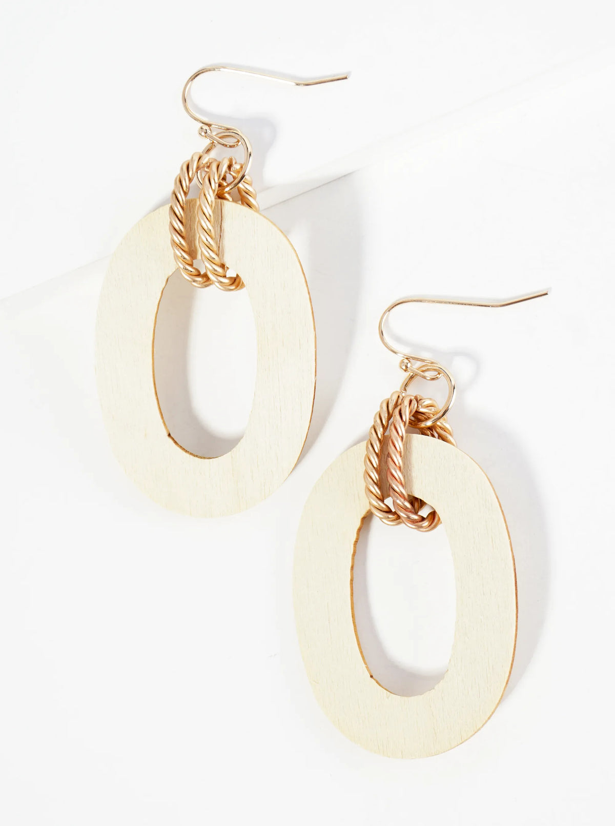 Cutout Wooden Oval Drop Lightweight Dangle Earrings
