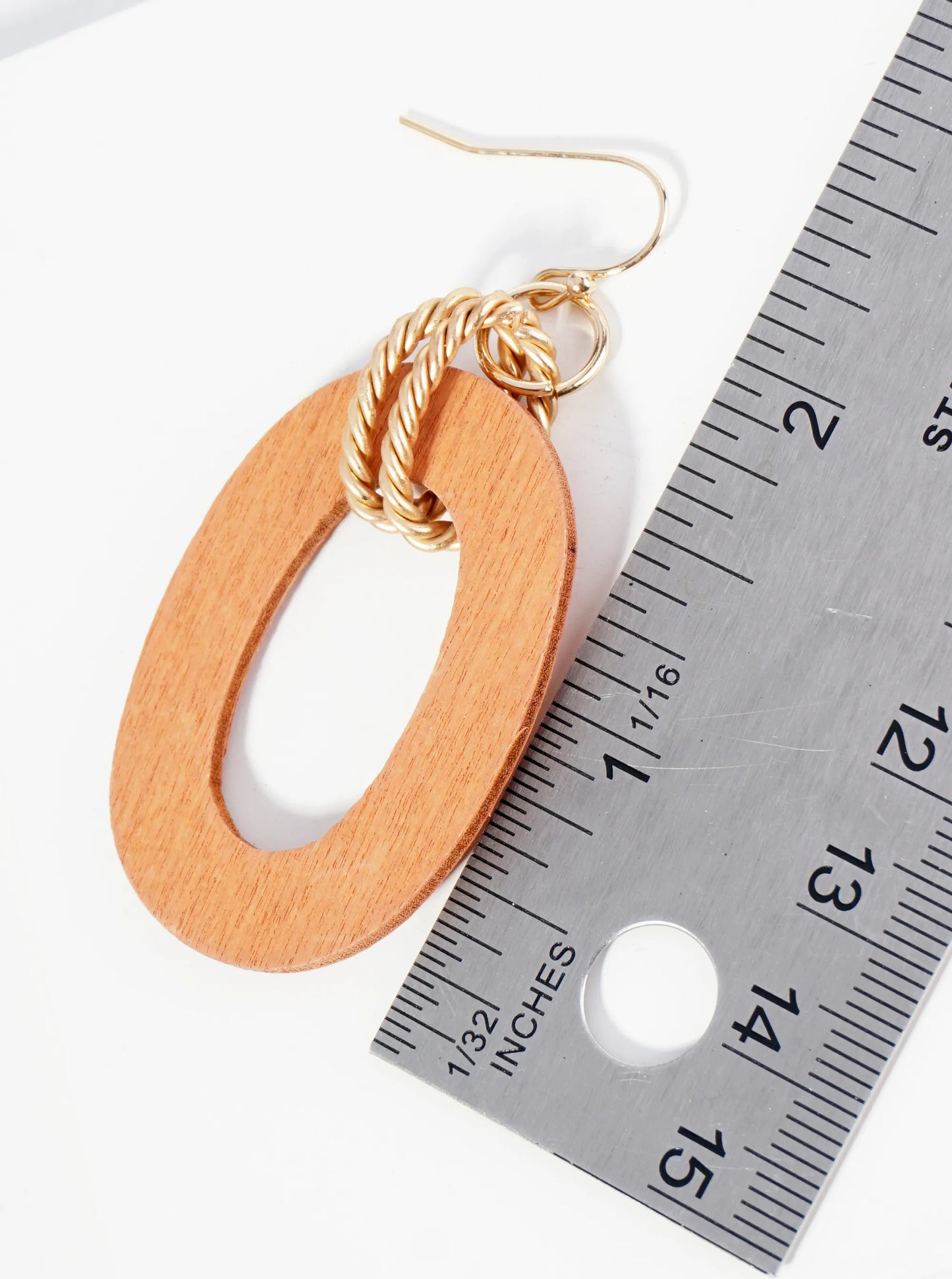 Cutout Wooden Oval Drop Lightweight Dangle Earrings