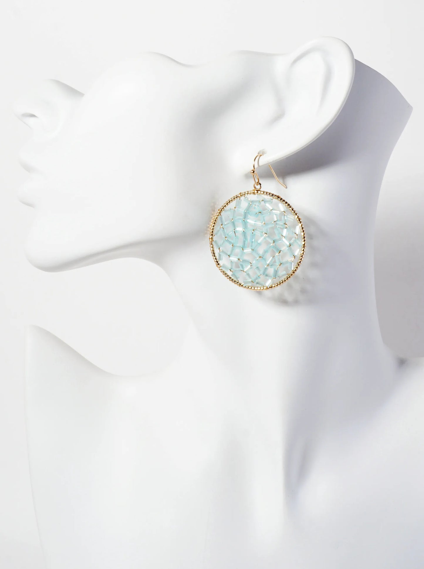 Cylinder-Bead Wire-Wrapped Circle Drop Earrings