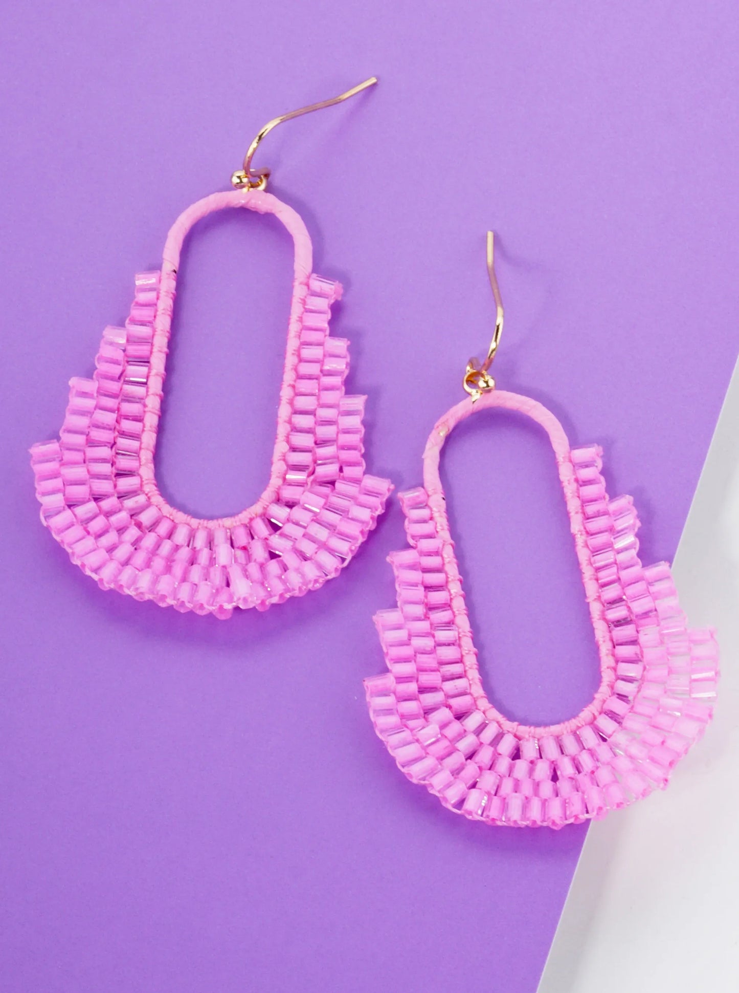 Cylinder Beaded Geometric Shape Drop Dangle Earrings