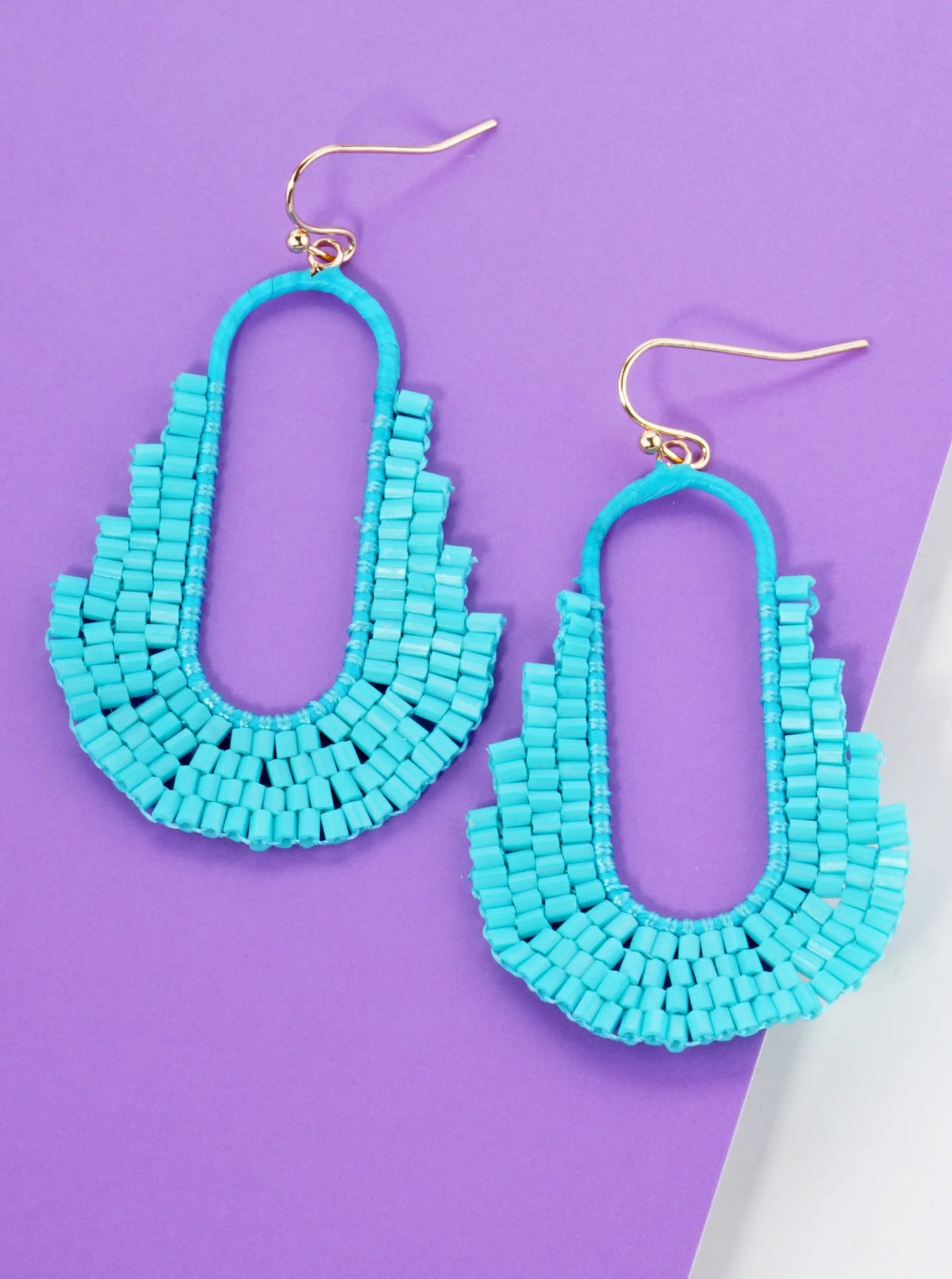 Cylinder Beaded Geometric Shape Drop Dangle Earrings