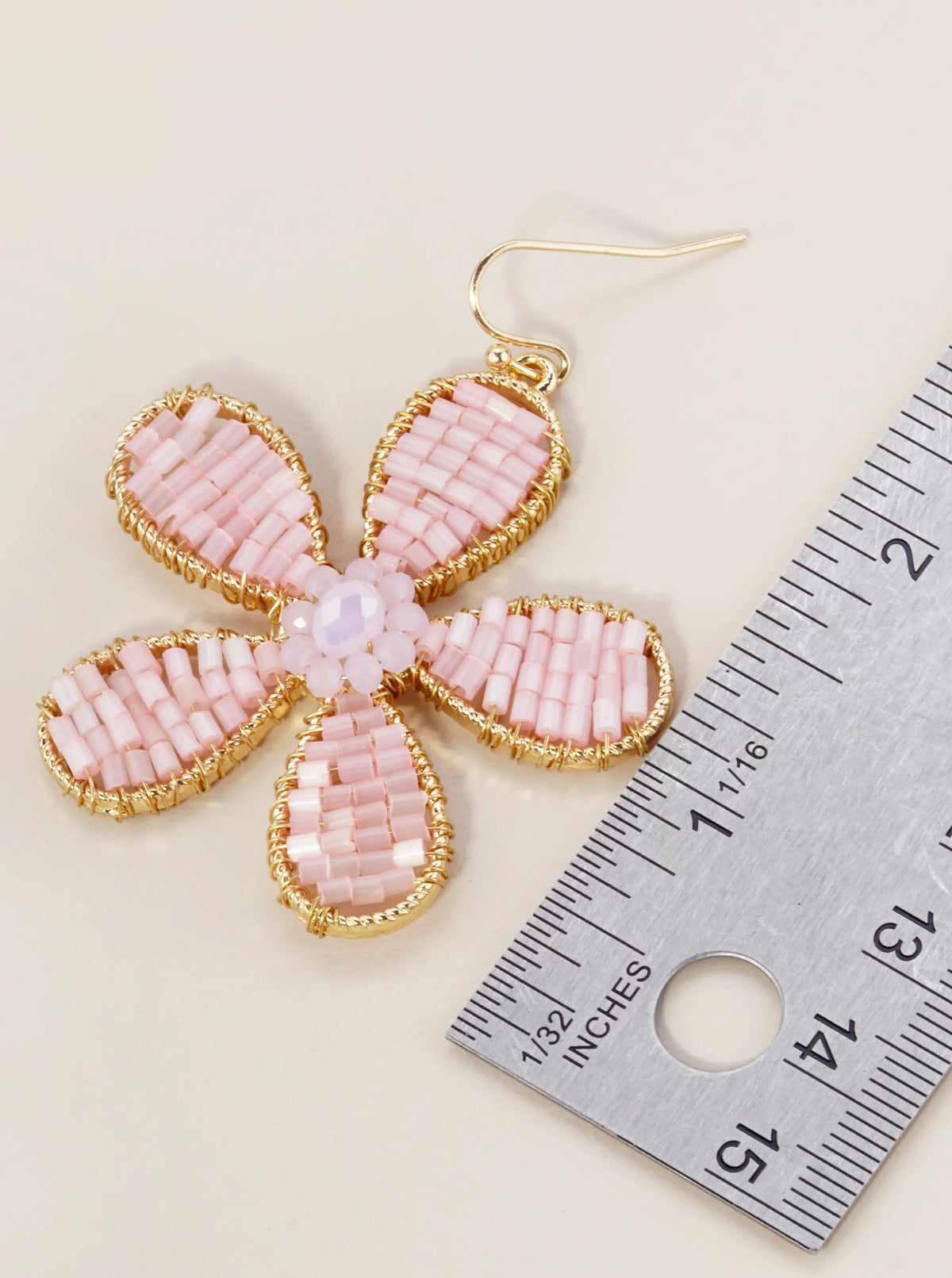 Cylinder Beads Wire Wrapped Flower Drop Dangle Earrings