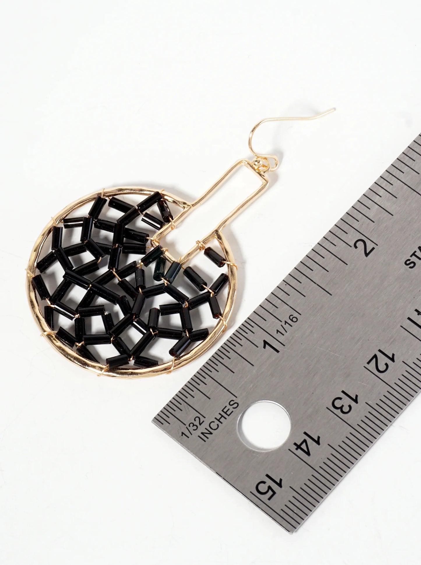 Cylinder-Beads Wire-Wrapped Geometric Statement Earrings