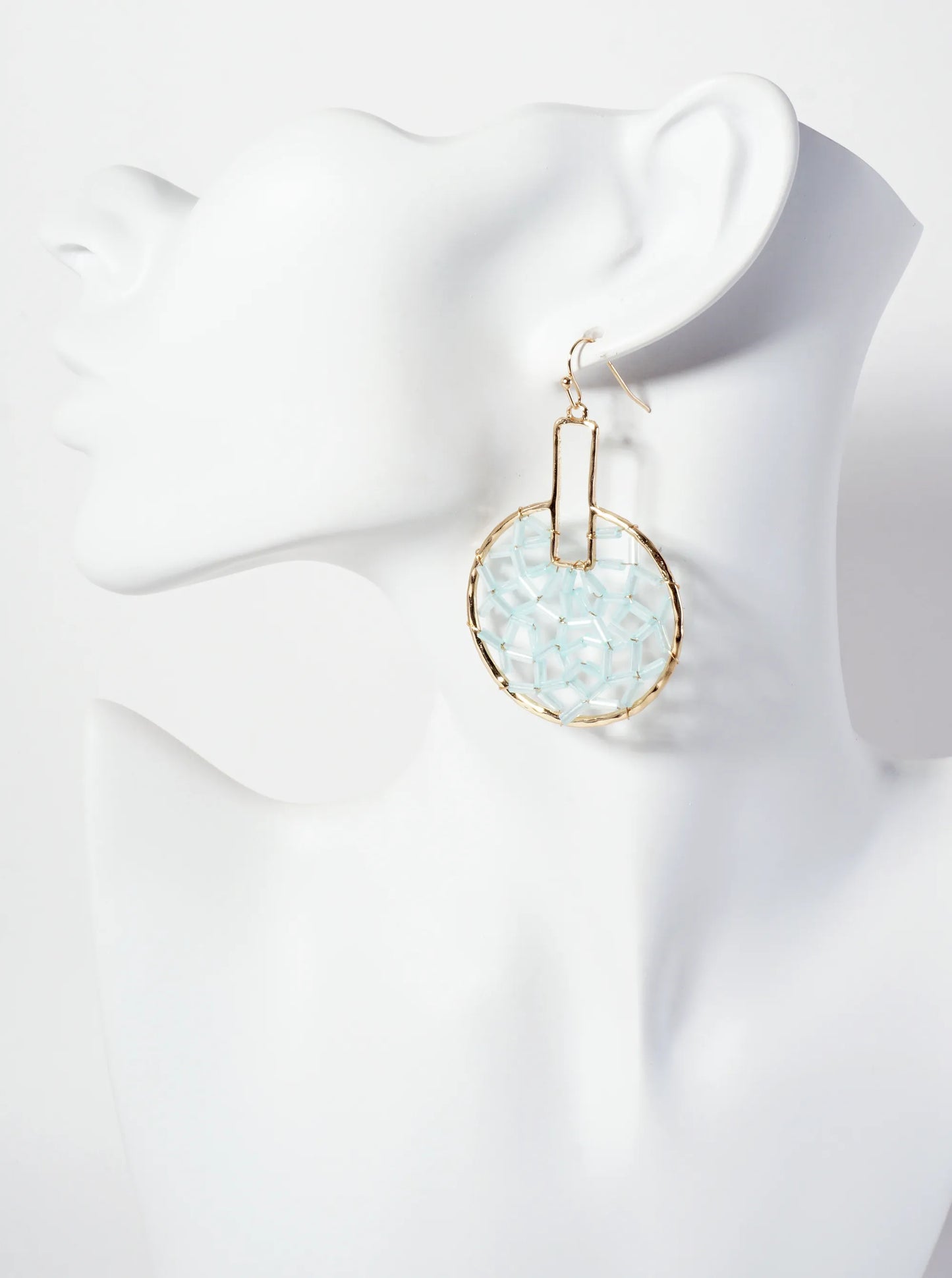 Cylinder-Beads Wire-Wrapped Geometric Statement Earrings