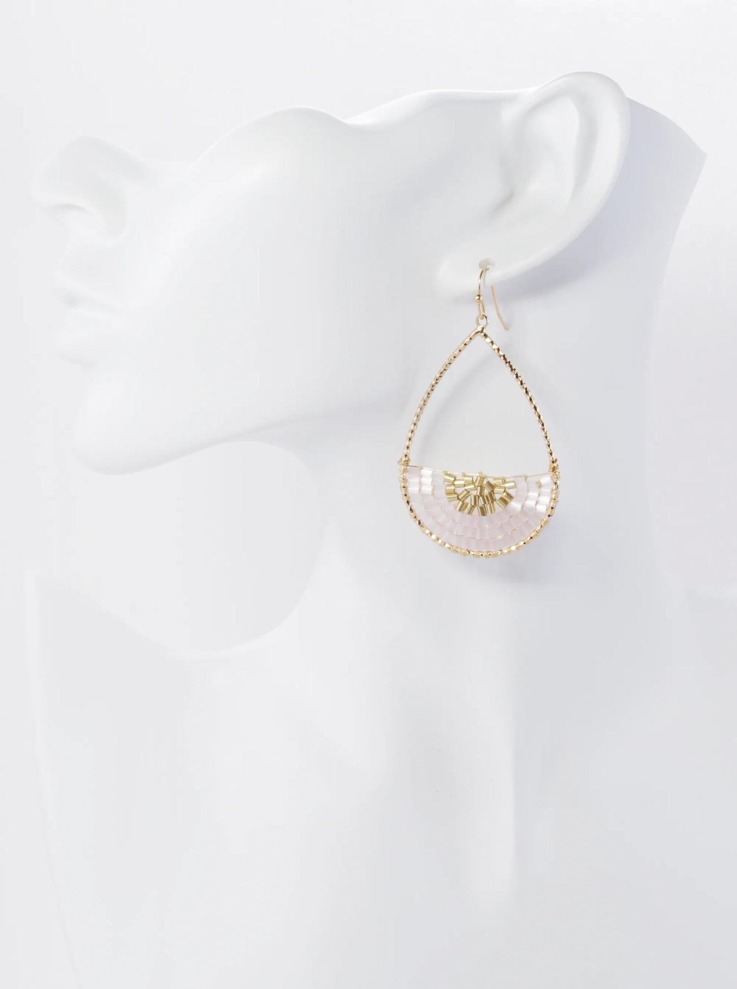 Cylinder Beads Wire Wrapped Textured Teardrop Dangle Earrings