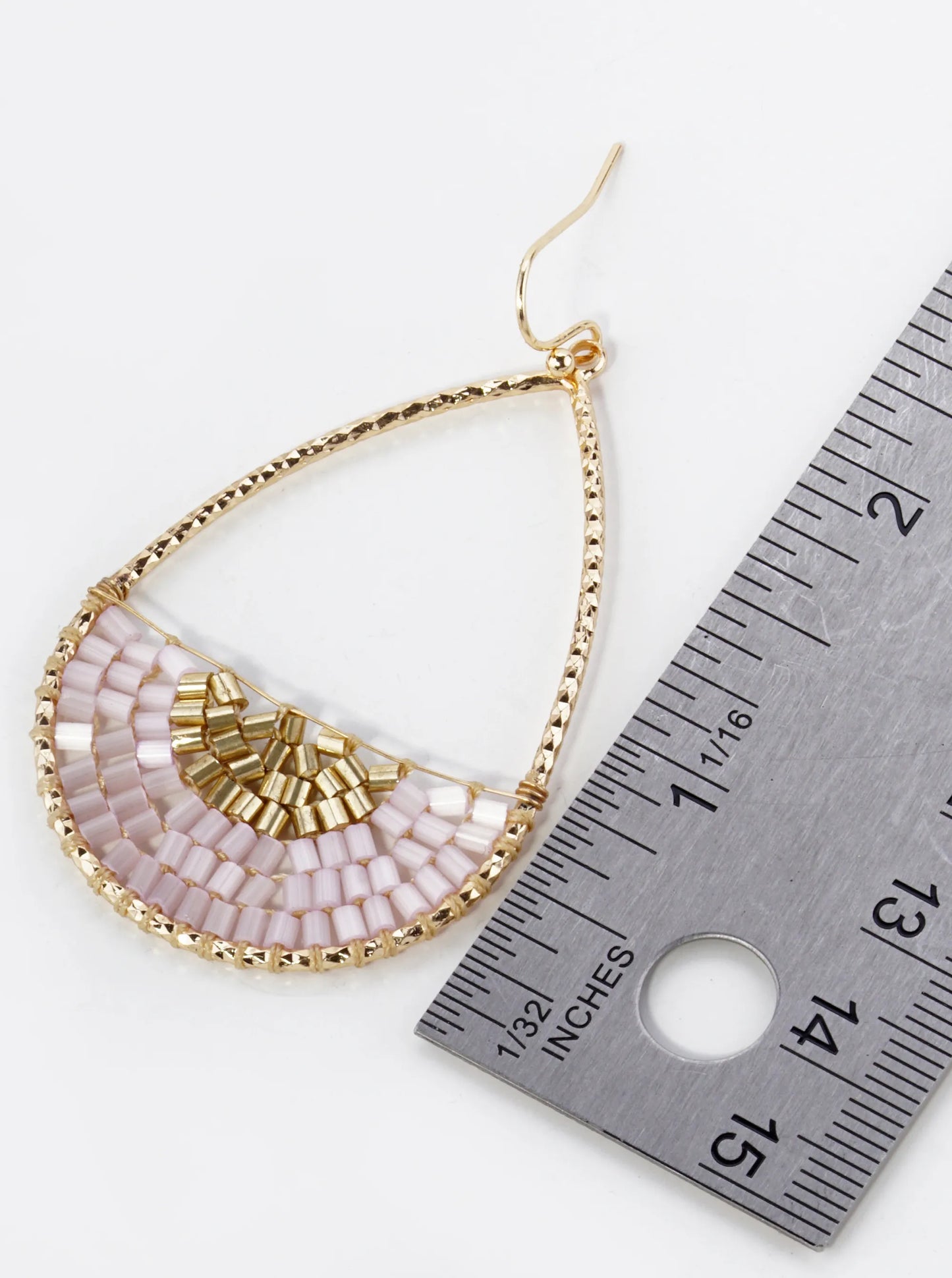 Cylinder Beads Wire Wrapped Textured Teardrop Dangle Earrings