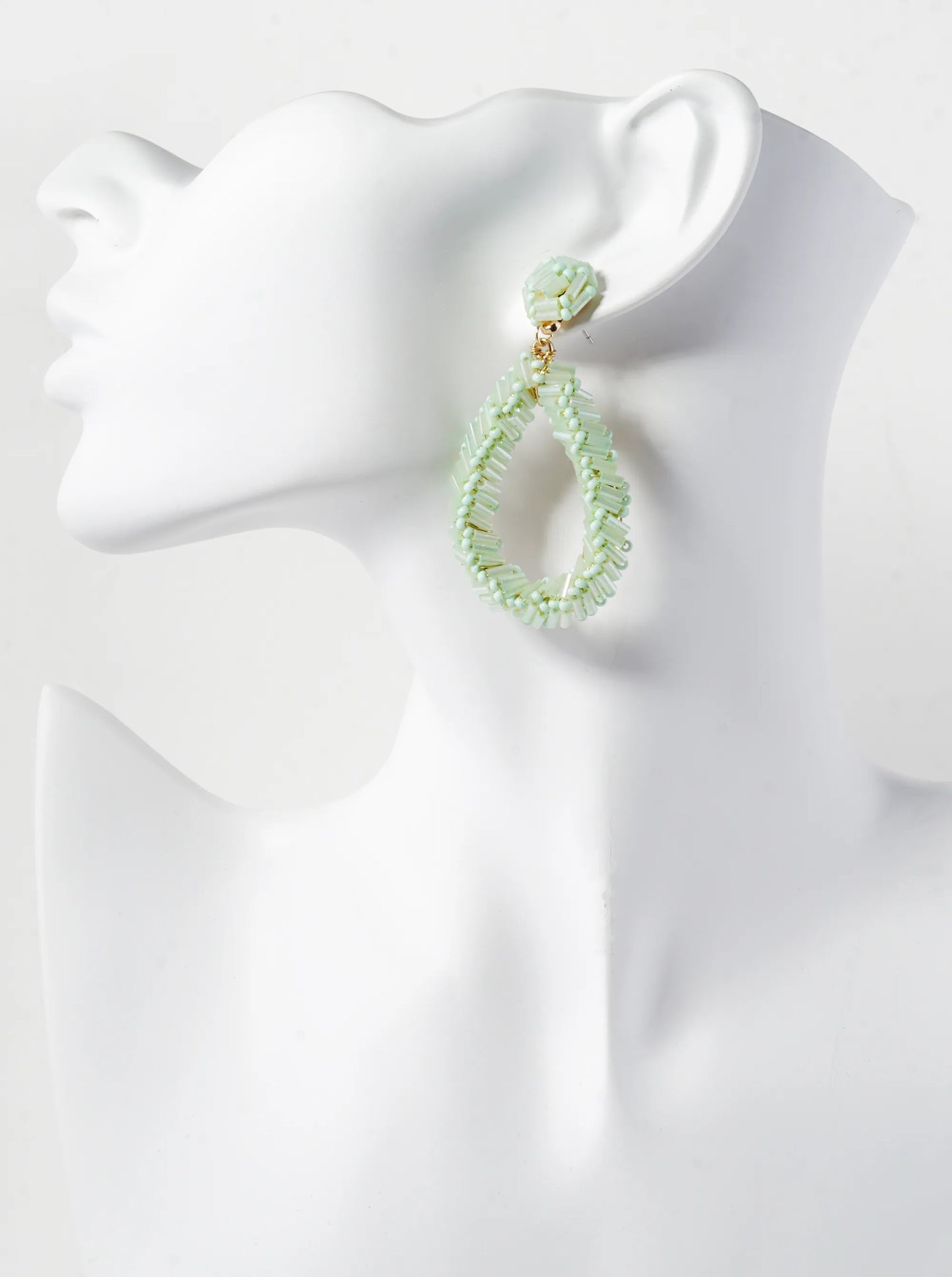 Cylinder Beads Wired Teardrop Dangle Drop Earrings