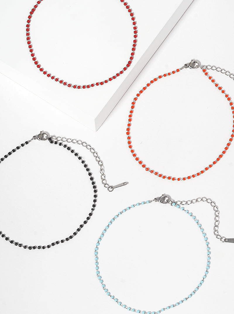 Cylinder Glass Bead Anklet