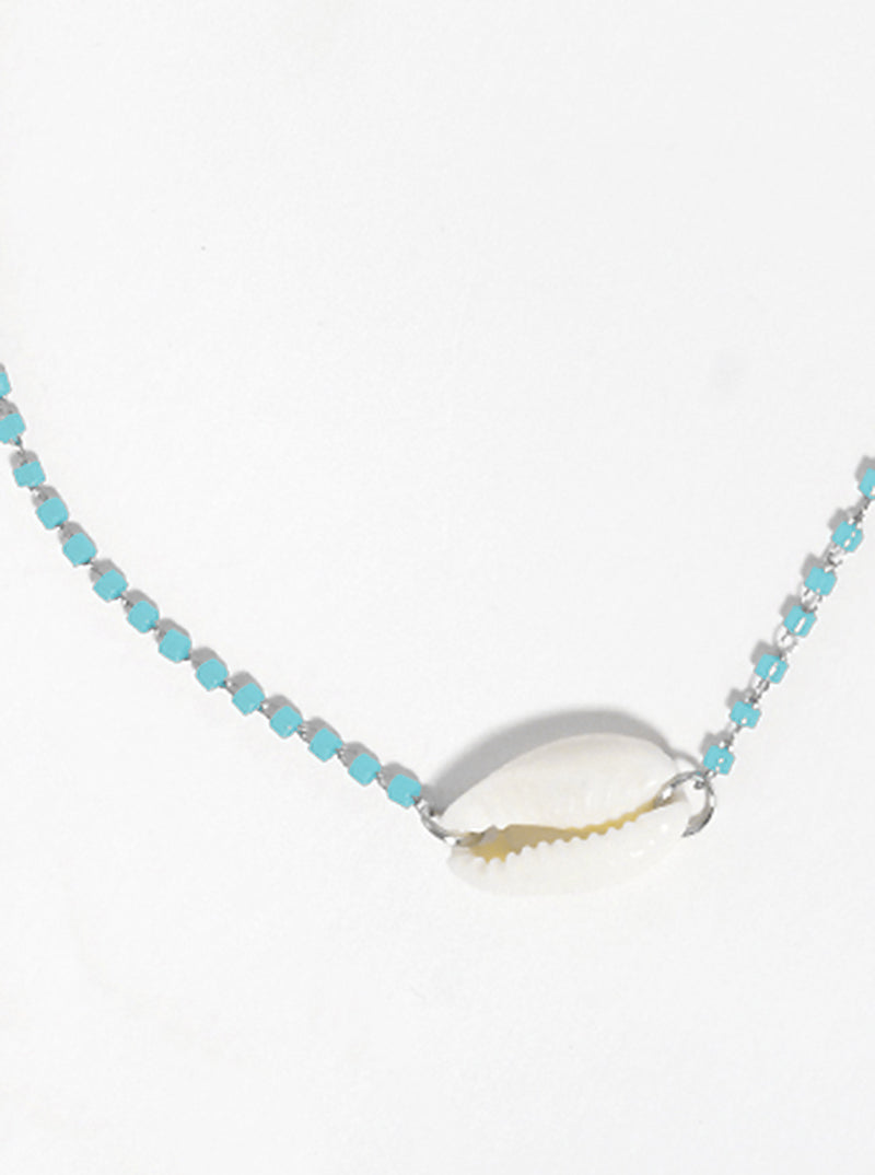 Cylinder Glass Bead With Cowrie Anklet