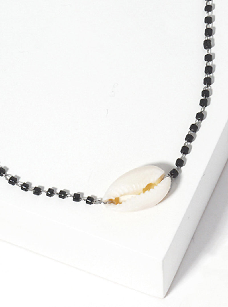 Cylinder Glass Bead With Cowrie Anklet