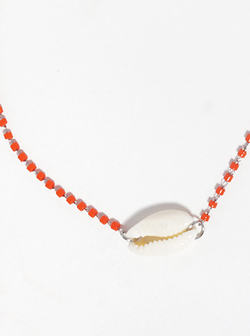 Cylinder Glass Bead With Cowrie Anklet