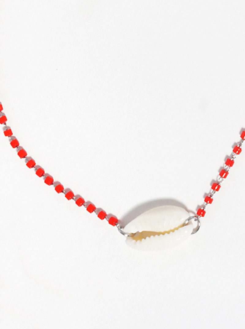 Cylinder Glass Bead With Cowrie Anklet