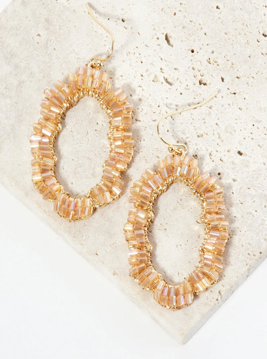 Cylinder Beaded Cloud Shaped Dangle Earrings