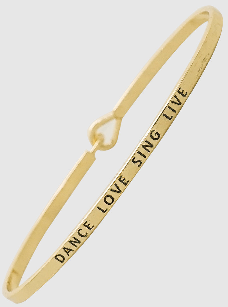 DANCE LOVE SING LIVE ENGRAVED BANGLE BRACELETS