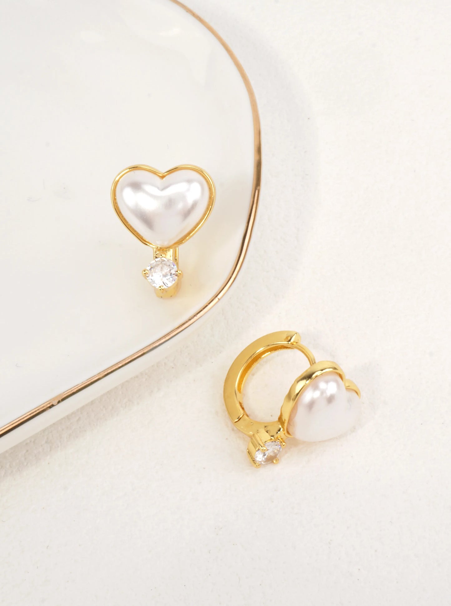 14K-Gold Dipped Romantic Heart Huggie Earrings