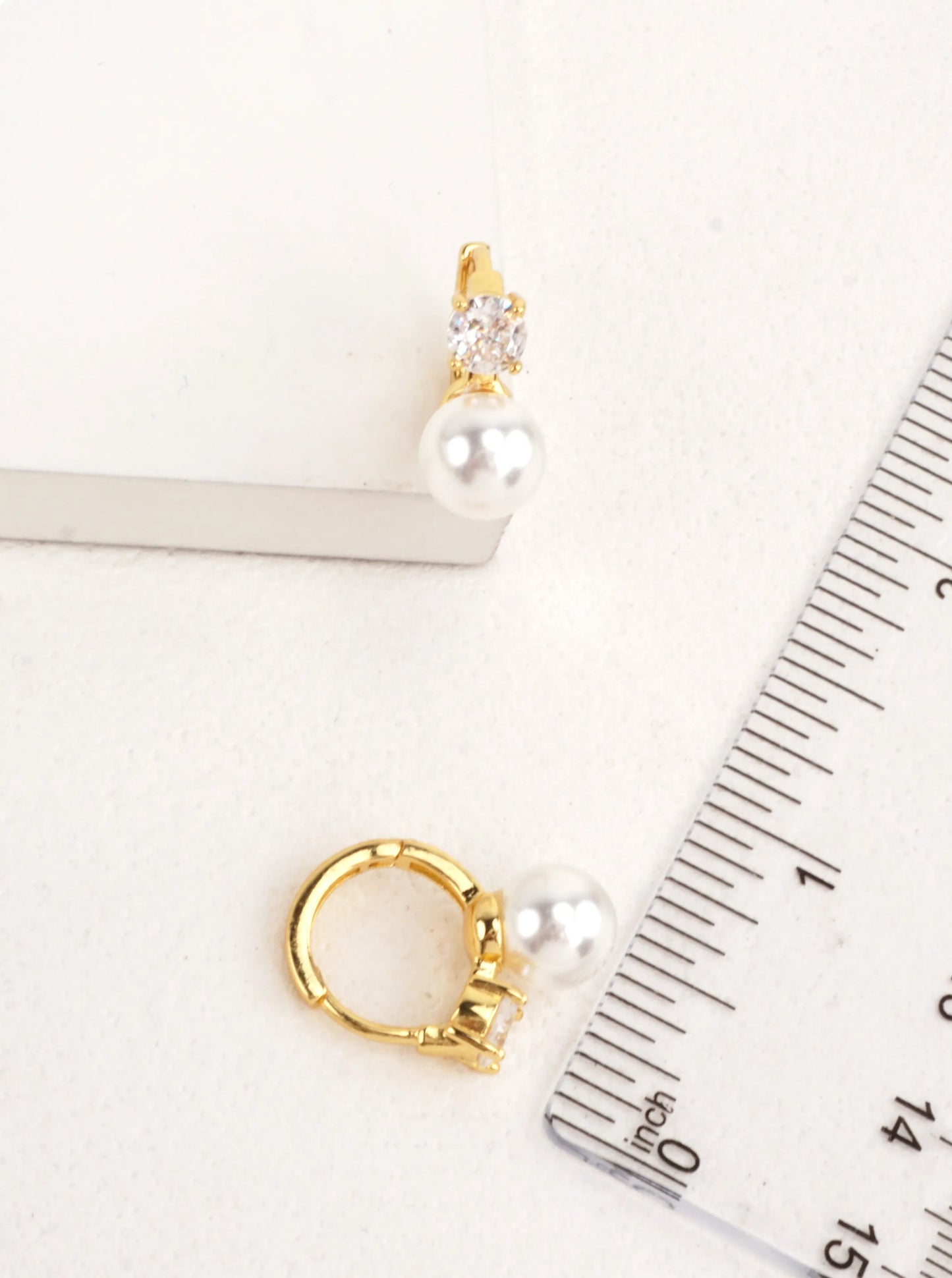 14K-Gold Dipped Pearl & CZ Huggie Earrings