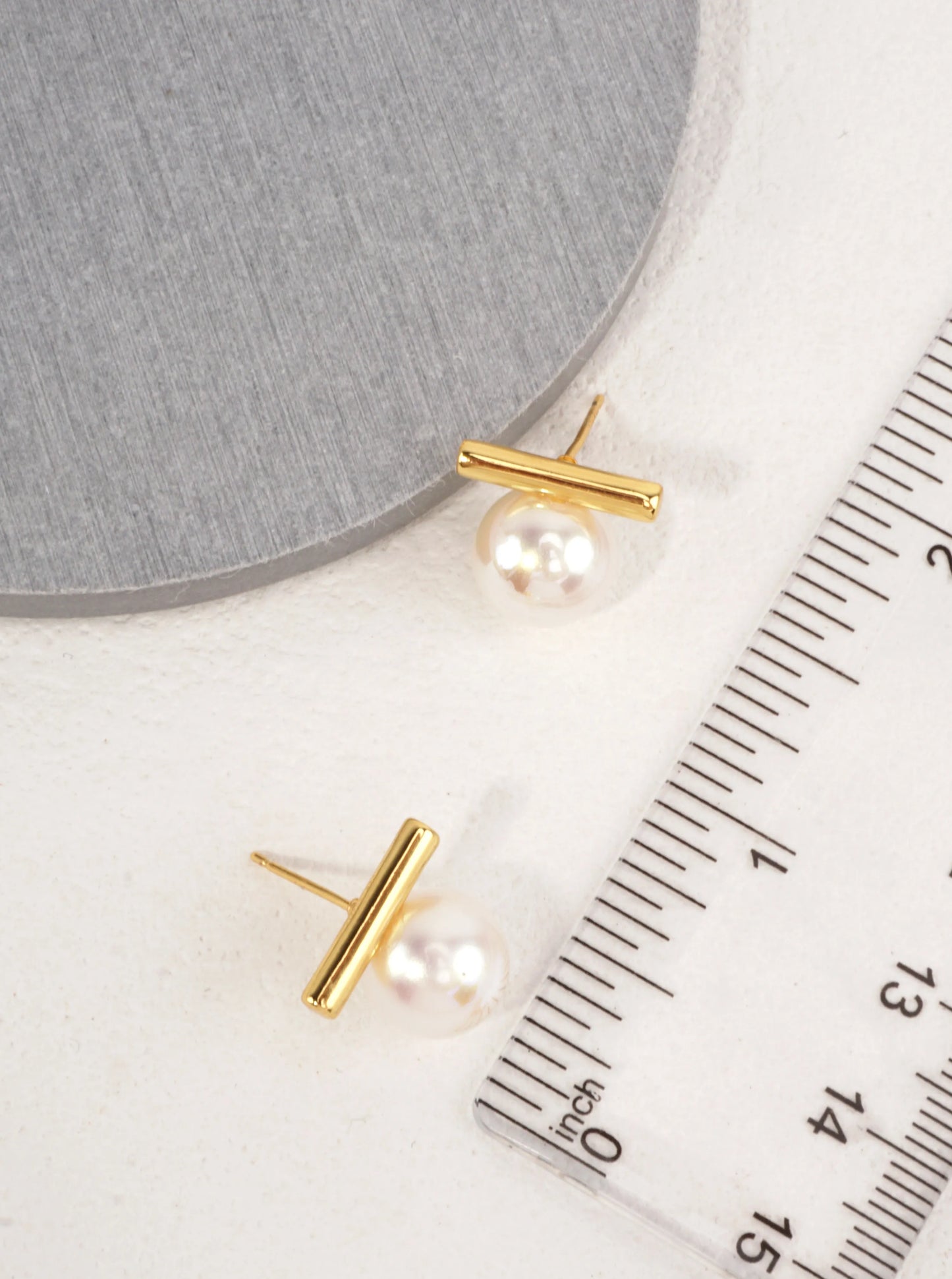 14K-Gold Dipped Pearl Bar Stud Earrings