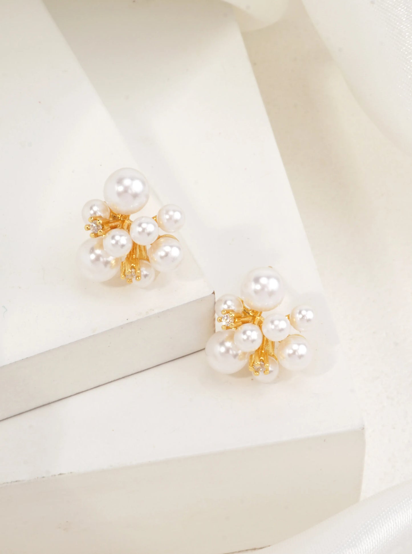 14K-Gold Dipped Pearl Cluster Stud Earrings