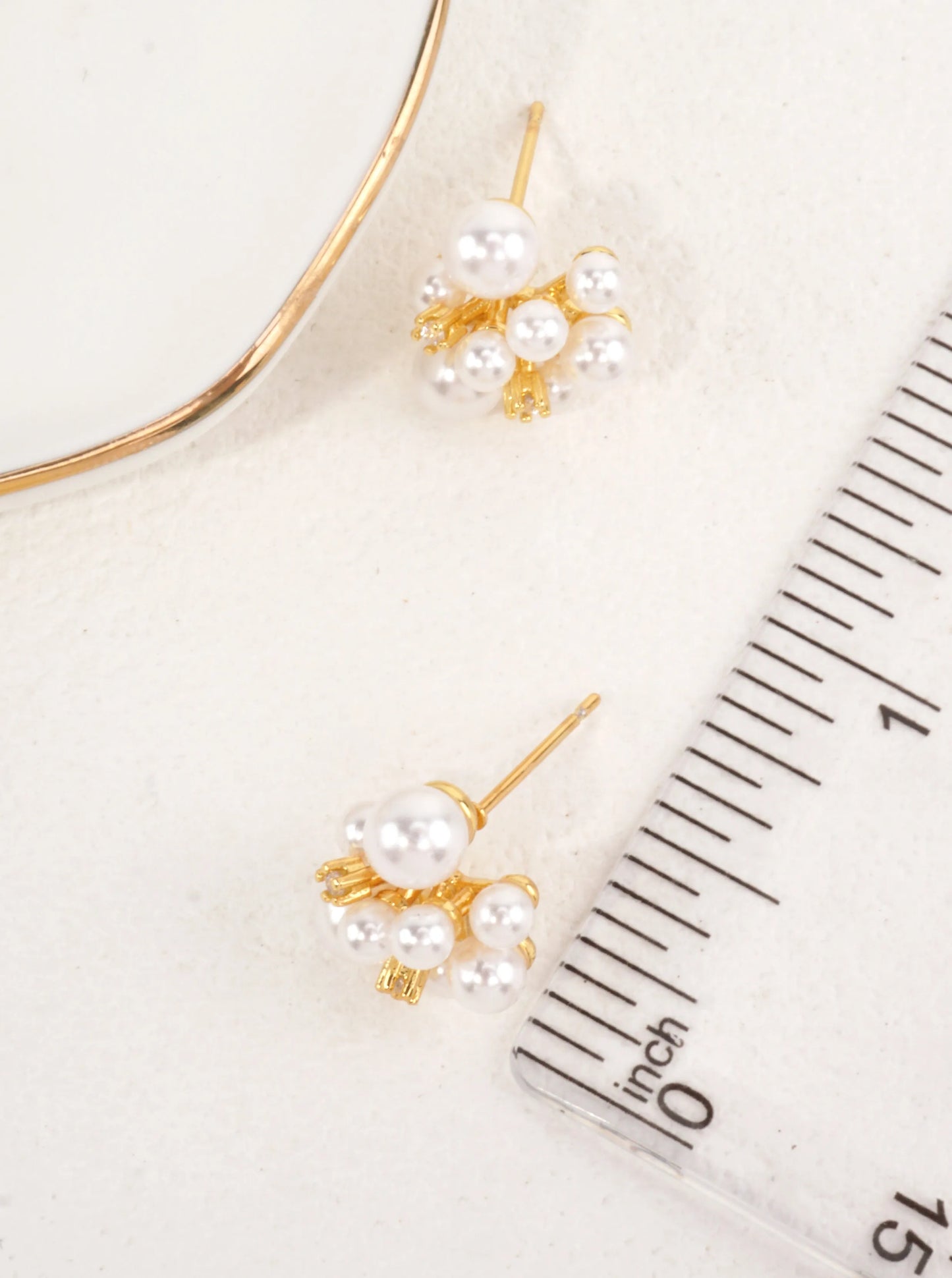 14K-Gold Dipped Pearl Cluster Stud Earrings