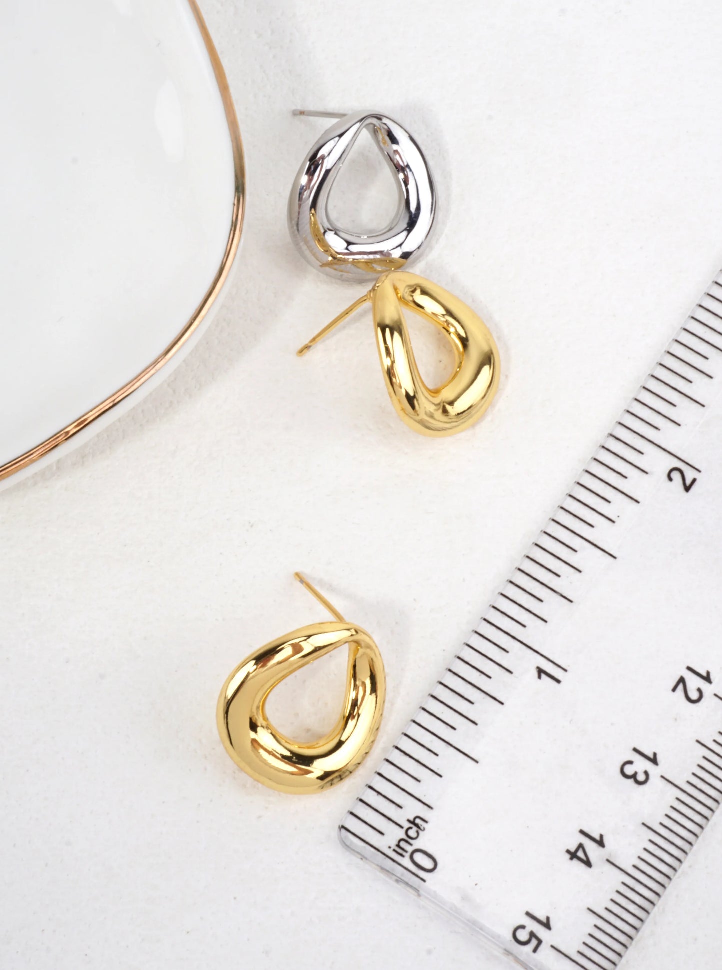 14K-Gold Dipped Organic Oval Stud Earrings