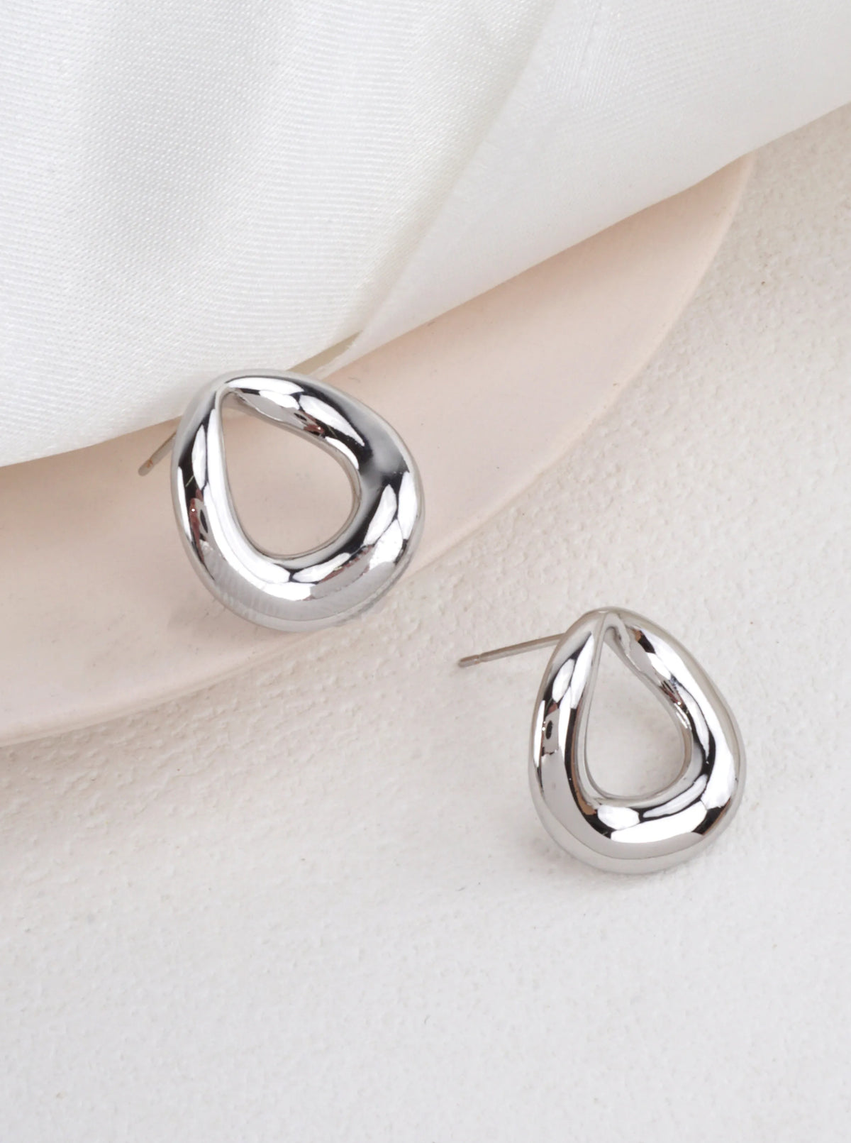 14K-Gold Dipped Organic Oval Stud Earrings