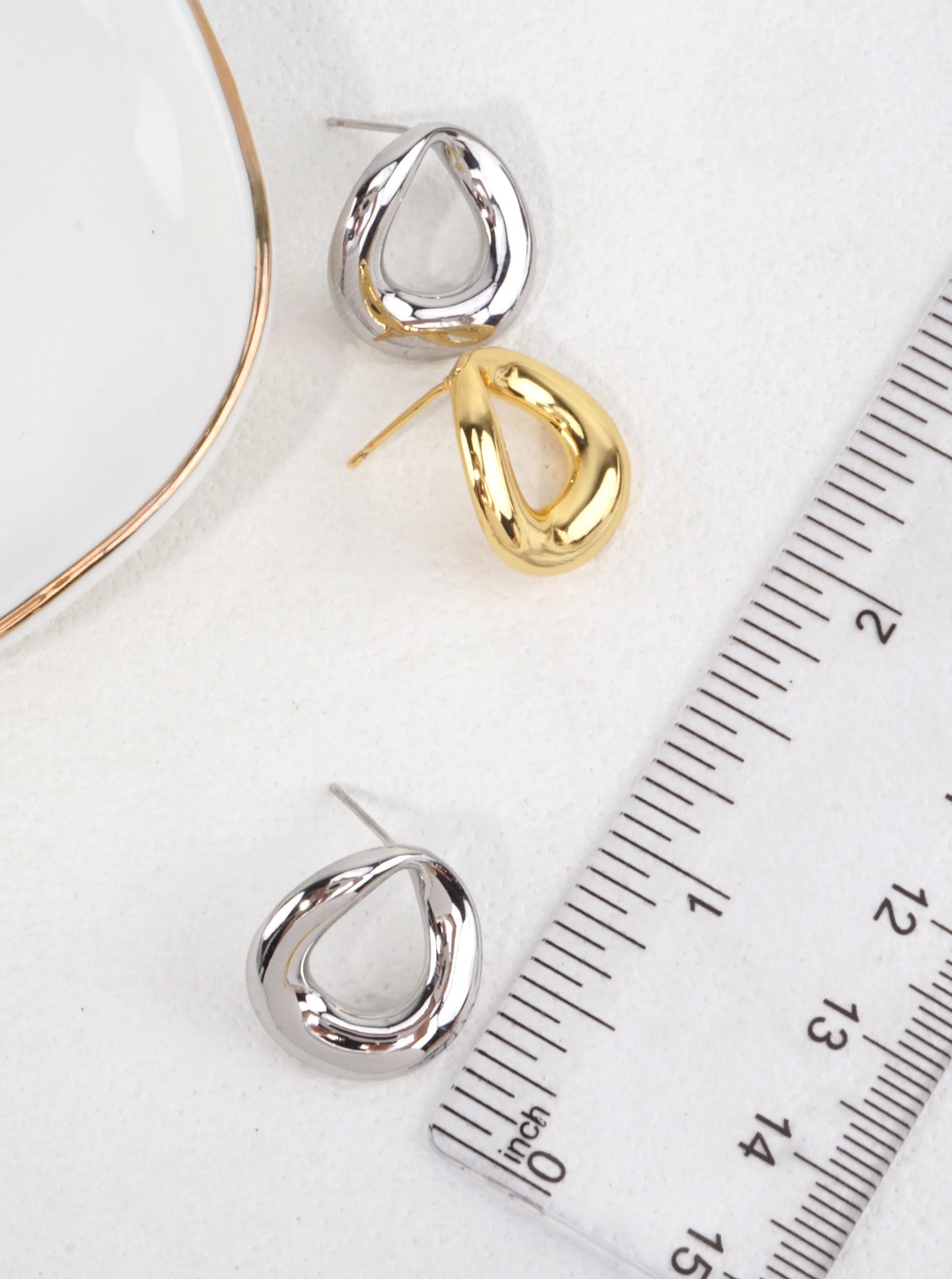 14K-Gold Dipped Organic Oval Stud Earrings