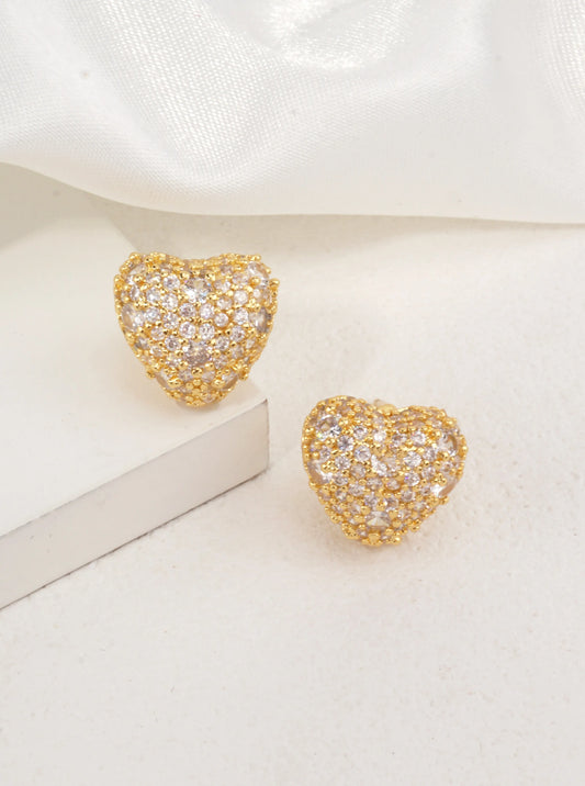 14K Gold Dipped Glam Heart Studs