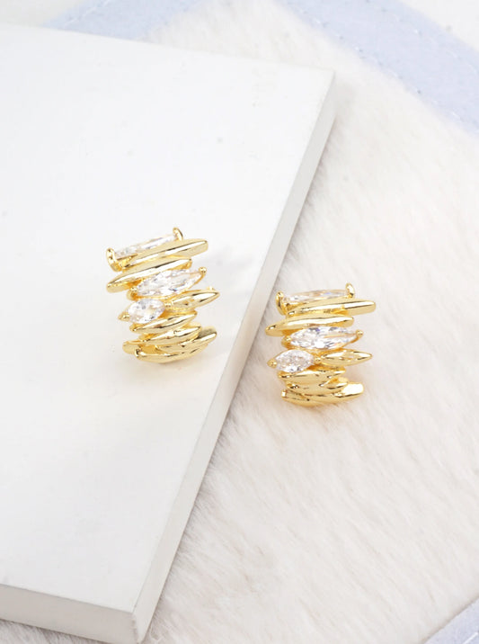 14K-Gold Dipped Marquise CZ Earrings