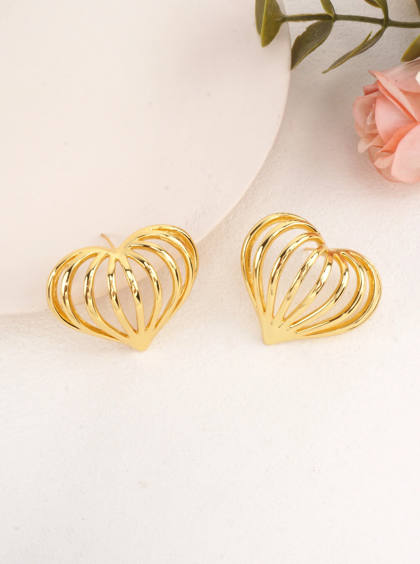 14K-Gold Dipped Open Heart Stud Earrings