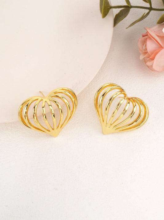14K-Gold Dipped Open Heart Stud Earrings