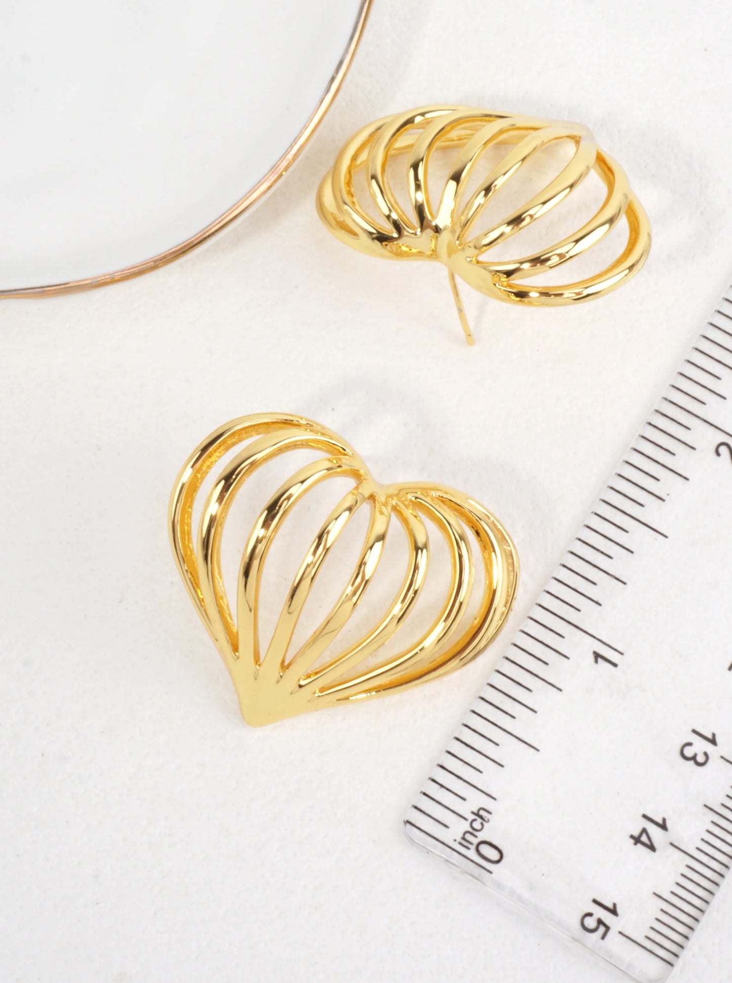 14K-Gold Dipped Open Heart Stud Earrings