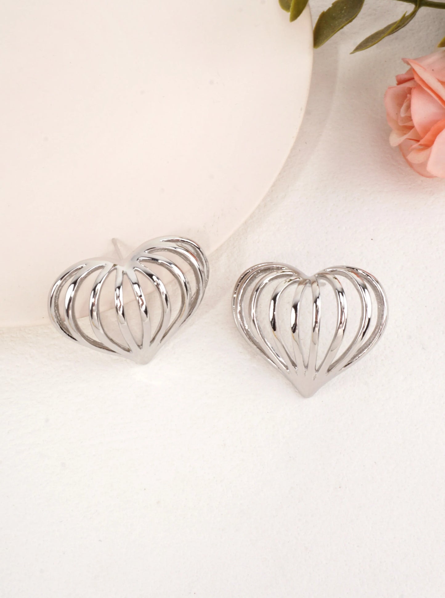 14K-Gold Dipped Open Heart Stud Earrings