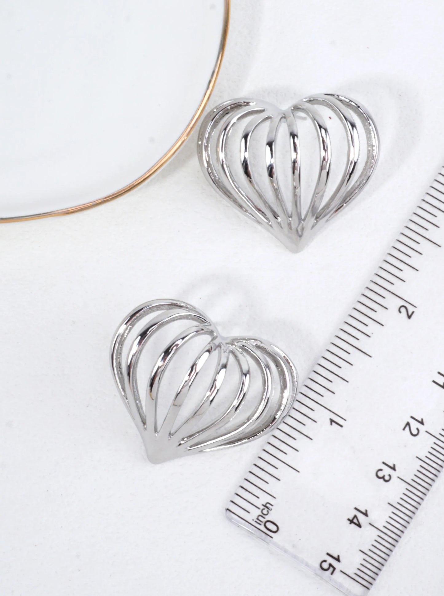 14K-Gold Dipped Open Heart Stud Earrings