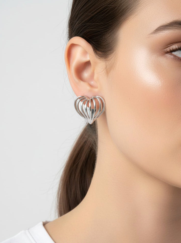 14K-Gold Dipped Open Heart Stud Earrings