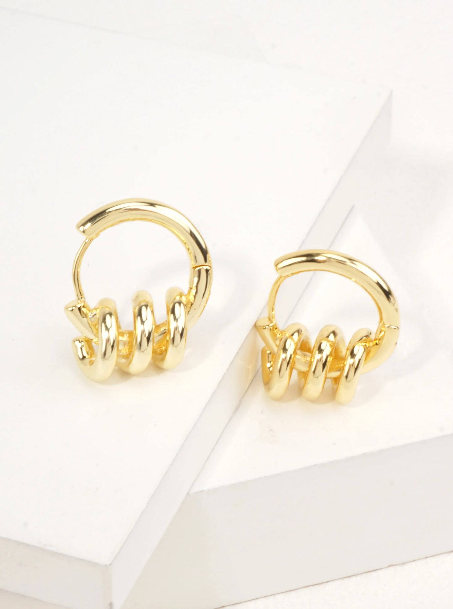 14K-Gold Dipped Modern Spiral Hoops