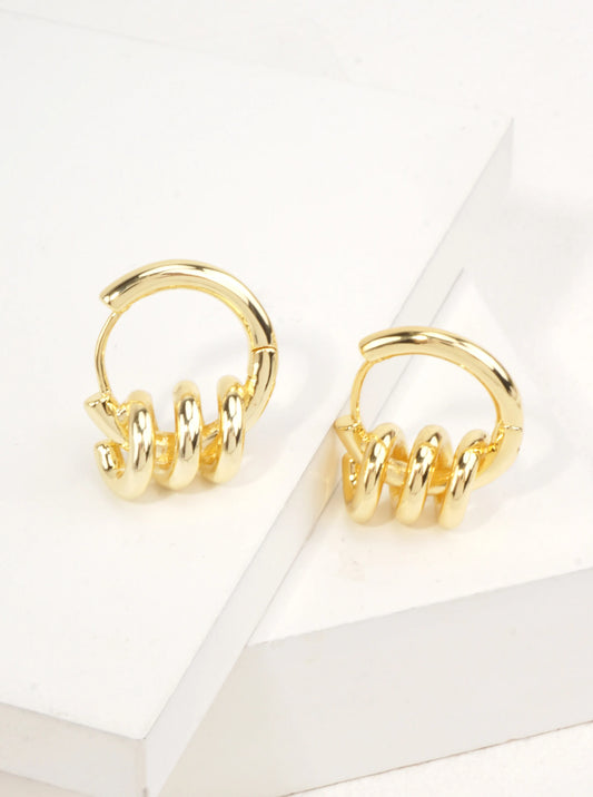 14K-Gold Dipped Modern Spiral Hoops
