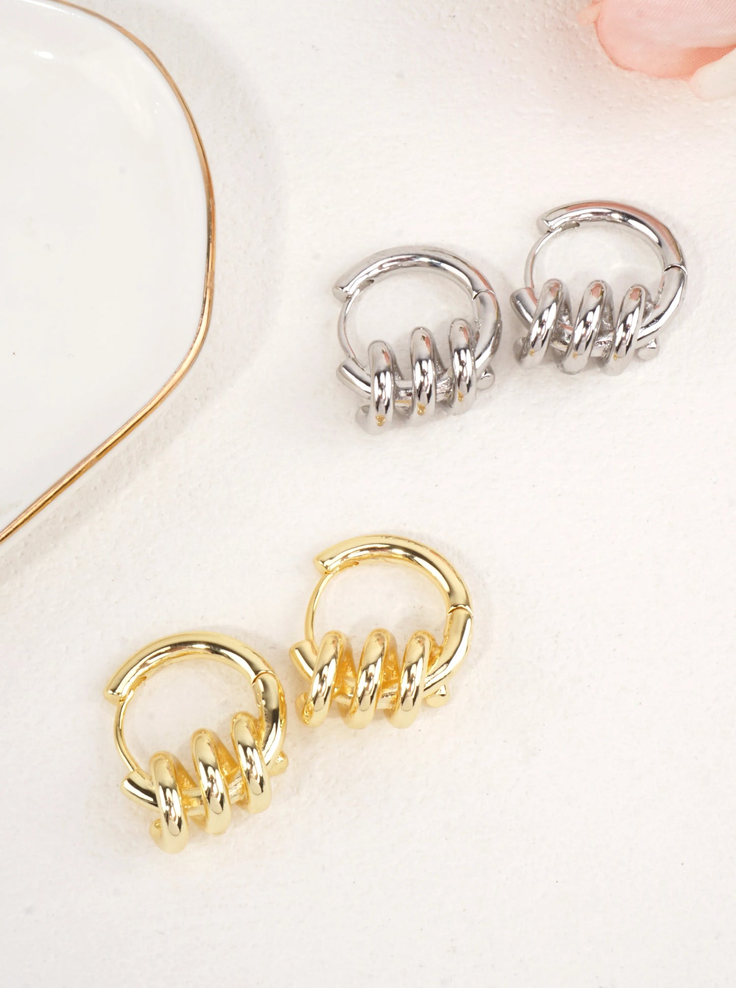 14K-Gold Dipped Modern Spiral Hoops
