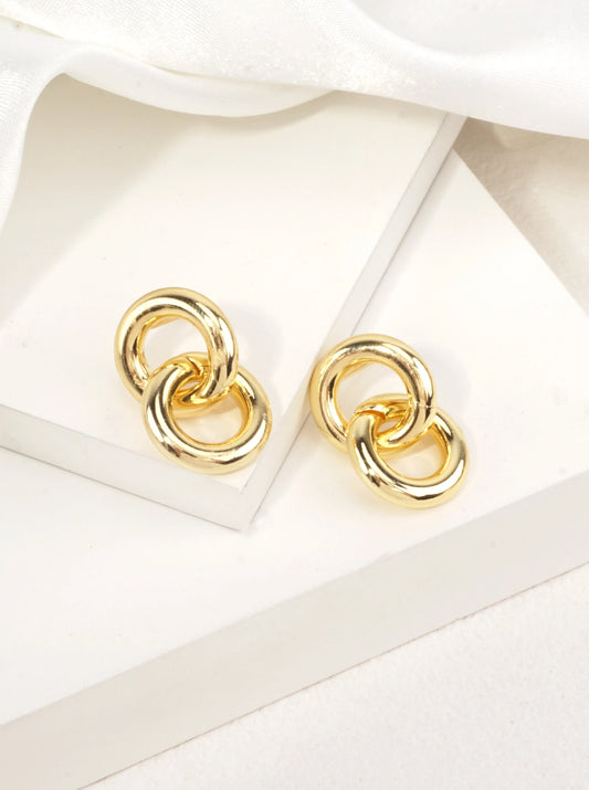 14K-Gold Dipped Interlocking Link Stud Earrings